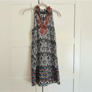THML Anthropologie Embroidered Shift Dress Black White Small